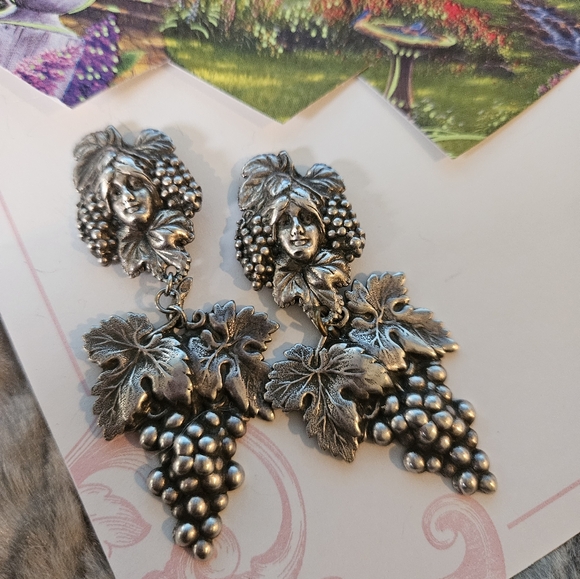 Amazing Vintage Art Nouveau Silver Plated Earrings - Picture 4 of 10